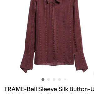 NEW WITH TAGS Frame Cabernet SIlk Bell Sleeve Blouse Size M
